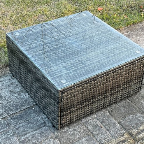 Fimous Dark Grey Mix PE Wicker Rattan Garden Furniture Set Sofa Set Reclining Adjustable Chair 2 Lounge Sofa