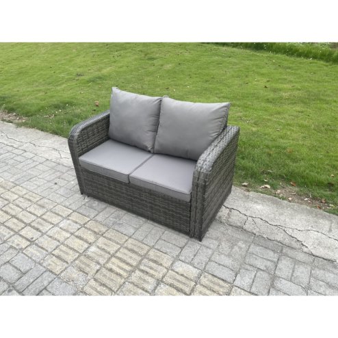 Fimous 9 Seater Rattan Wicker Garden Furniture Patio Conservatory Sofa Set with Rectangular Coffee Table 3 Seater Sofa Love Sofa 2 Small Footstools Side Table