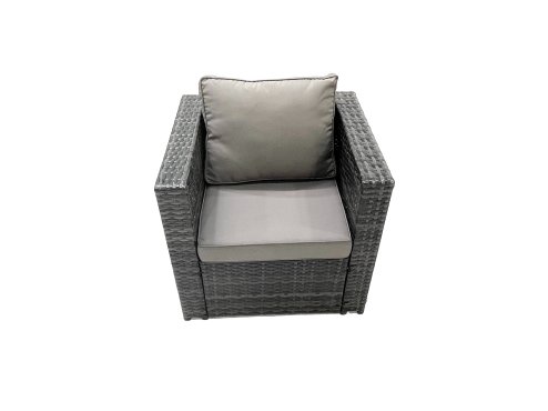 Fimous Rattan Garden Furniture Set Outdoor Lounger Sofa with Coffee Table 2 Armchair Side Table Dark Grey Mixed
