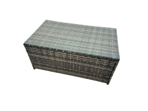 Fimous 8 Seater Wicker PE Rattan Furniture Outdoor Coffee Table Double Seat Sofa 4 Stools 2 Side Tables Set Dark Grey Mixed