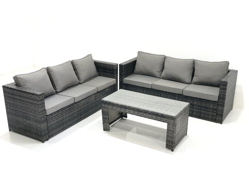 Fimous Garden Outdoor Rattan Furniture Set with Sofa Coffee table Dark Grey Mixed