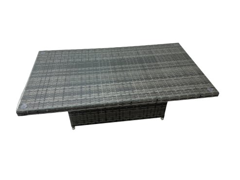 Fimous 9 Seater Rattan Height Adjustable Rising Lifting Table Corner Sofa Sets with 2 Chairs Big Stool Dark Grey Mixed