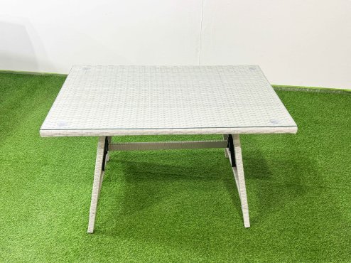 Fimous Outdoor Rattan Garden Furniture Set Patio 6 Chairs Plus Rectangular Dining Table Sets Light Grey Mixed