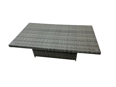 Fimous 4-seater Patio Height Adjustable Rising Lifting Table Sofa Sets Rattan Garden Furniture Dining Set with 2 Side Table Dark Grey Mixed