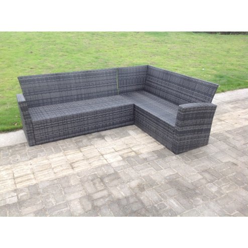 Fimous 8 Seater High Back Rattan Garden Furniture Set Corner Sofa With Oblong Coffee Table Stools