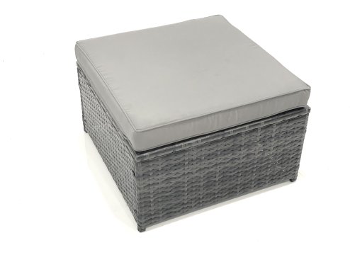 Fimous Garden Outdoor Rattan Furniture Set with Sofa Coffee table Big Footstool Dark Grey Mixed