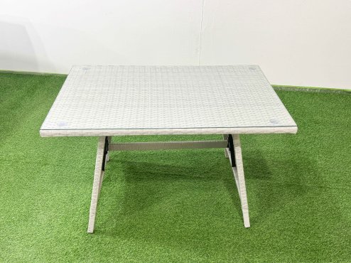 Fimous 8 Seater Garden Outdoor Rattan Furniture Set Rattan Corner Sofa Oblong Dining Table with 2 Armchairs Light Grey Mixed