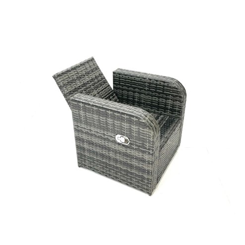 Fimous Outdoor Garden Furniture Set Rattan Sofa Dining Table Set with Reclining Chair 2 Big Footstool Side Table Dark Grey Mixed