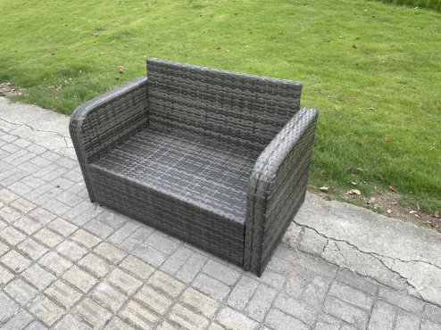 Fimous Garden Furniture Sets 8 Seater Rattan Furniture Manual Wicker Patio Sofa Patio Conversation Set with 2 Big Footstool Dark Grey Mixed