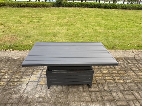 Fimous Aluminium Garden Furniture Set Adjustable Rising Lifting Dining Table and 4 Chairs Set Dark Grey