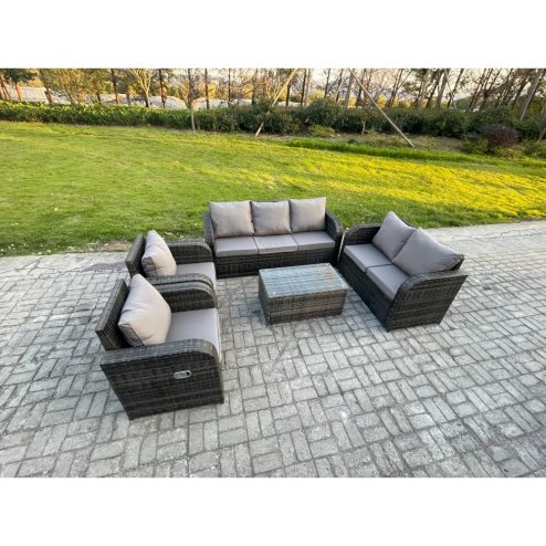 Fimous Rattan Garden Furniture Set Outdoor Patio Sofa, Table and Chairs Garden Table Ideal for Pool Side, Balcony, Outdoor and indoor Conservatory Patio Set