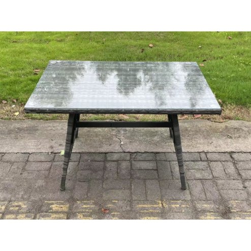 Fimous 10 Seater Wicker PE Rattan Outdoor Furniture Lounge Sofa Garden Dining Set with Dining Table 2 Side Tables Big Footstool Dark Grey Mixed