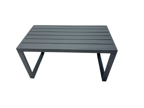 Fimous 6 Seat Outdoor Garden Furniture Set Aluminium Lounge 3 Seat Sofa Oblong Coffee Table Sets with Chair 2 Small Stools 2 Side Tables Dark Grey