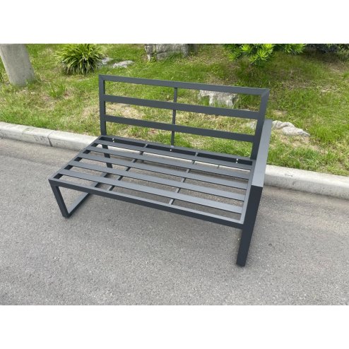 Fimous Aluminum Outdoor Garden Furniture Single Arm 2 Seater Sofa With Seat And Back Cushion Left Side Dark Grey