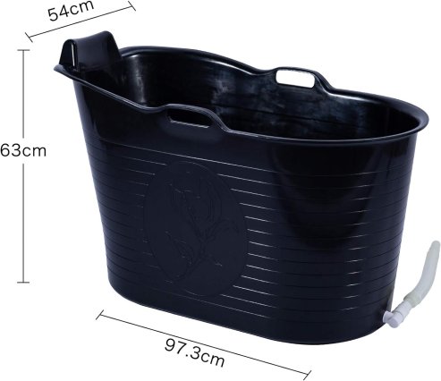 Fimous Bathtub for Adults, Soaking Bathtub for Hot Bath and Ice Bath Freestanding Bath Tub Black