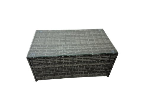 Fimous Outdoor 3 Seater Sofa Coffee Table Set Garden Rattan Furniture Set 13 Seater with 2 Side Tables 4 Stools Dark Grey