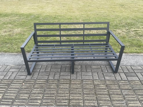 Fimous Aluminium 9 Seater Outdoor Garden Furniture Set Lounge Sofa Oblong Coffee Table Sets with Cushions Dark Grey