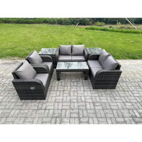 Fimous 7 Piece Rattan Garden Furniture Set Outdoor Patio Sofa, Table and Chairs Garden Table Ideal for Pool Side, Balcony, Outdoor and indoor Conservatory Patio Set