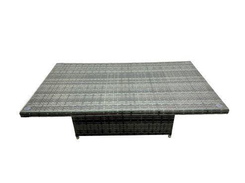 Fimous Outdoor Love Sofa Set 6 Seat Rattan Garden Furniture Set with Adjustable Lifting Dining or Coffee Table Dark Grey Mixed