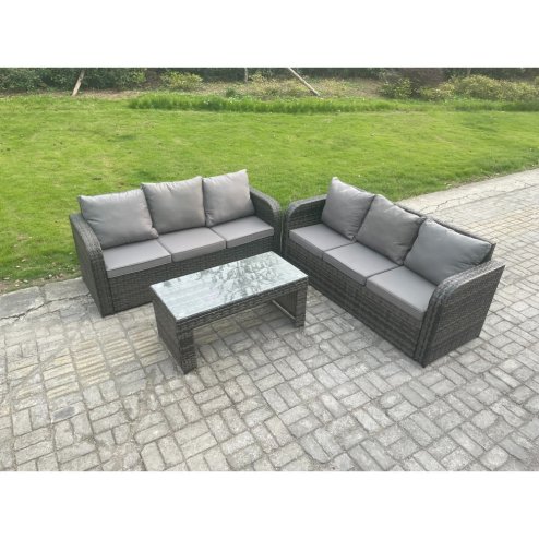 Fimous Patio Garden Furniture Sets Wicker Outdoor Rattan Furniture Sofa Sets with Rectangular Coffee Table