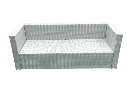 Fimous Garden Outdoor Furniture Set 6 Seater Rattan Sofa Set with 2 Big Footstools Armchair 2 Side Tables Light Grey Mixed