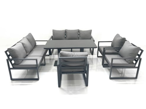 Fimous Garden Sofa Set Aluminium Furniture Rising Dining Tabe Set with 3 Chair Dark Grey