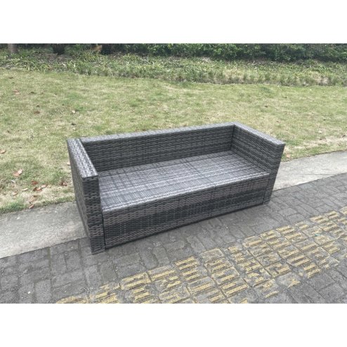 Fimous 3 Seater Rattan Lounge Sofa Patio Outdoor Garden Furniture With Seat And Back Cushion