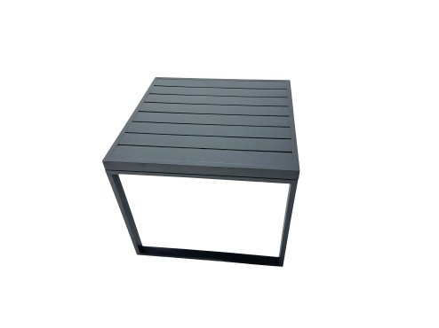 Fimous Outdoor Garden Furniture Set Aluminium Lounge 3 Seat Sofa Oblong Coffee Table Sets with 4 Stools Side Table Dark Grey