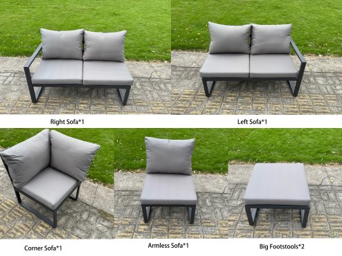 Fimous Aluminium Garden Furniture Sets,10 Seater Outdoor Conversational Dining Set with Adjustable Rising Lifting Dining Table Cushions for Yard,Poolside, Patio, Dark Grey