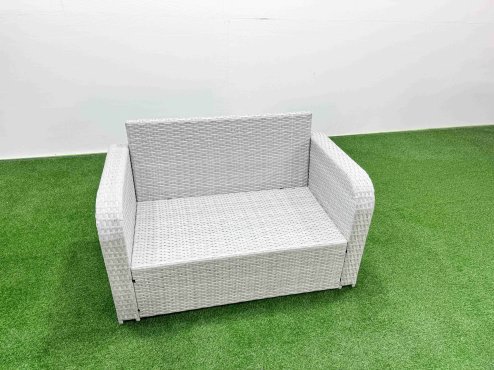 Fimous Rattan Garden Furniture Dining Set 6-seater Patio Rectangular Table Love Sofa Set