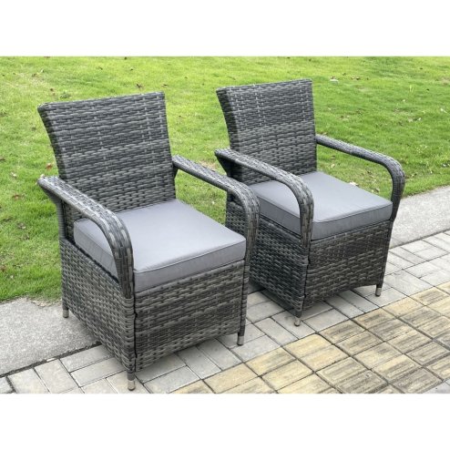 Fimous Outdoor Rattan Garden Furniture Dining Set Table And Chair Set Wicker Patio 6 Chairs Plus Black Tempered Glass Rectangular Table