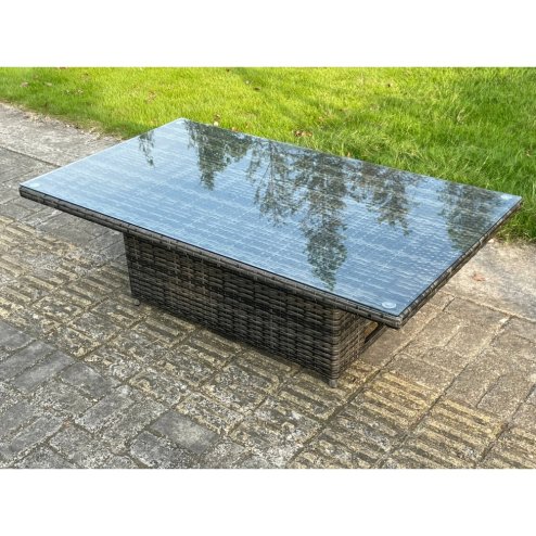 Fimous 9 Seater?Outdoor Rattan Sofa Set Adjustable Rising Lifting Side Tables Chairs Footstool Dark Grey Mixed