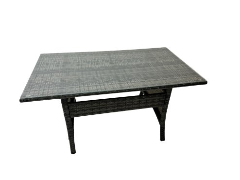 Fimous Wicker PE Rattan Garden Outdoor Furniture Set Love Sofa Dining Table Sets with 2 Big Stools Dark Grey Mixed