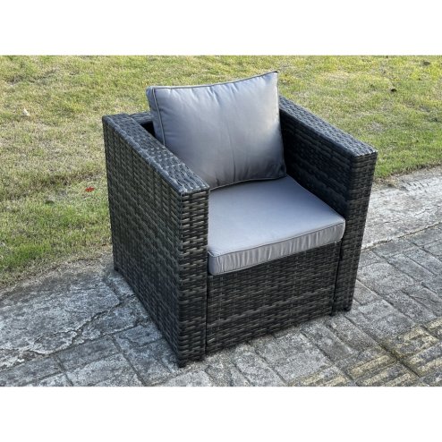 Fimous 10 Seater Rattan Corner Sofa Set With Square Side Table And Oblong Rectangular Coffee Tea Table 2 PC Arm Chair 2 Stools Dark Grey Mixed