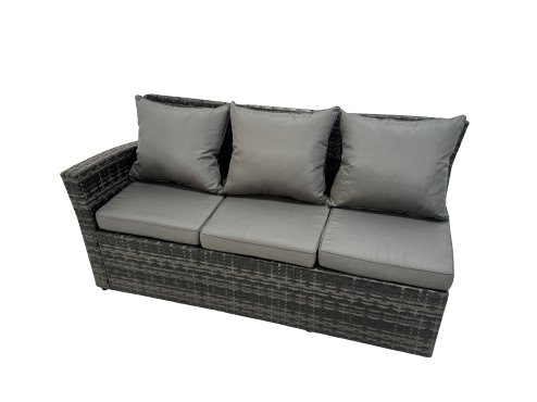 Fimous Rattan Garden Outdoor Furniture Set 12 Seater Garden Sofa Coffee Table Set with Chair 4 Footstools Dark Grey Mixed