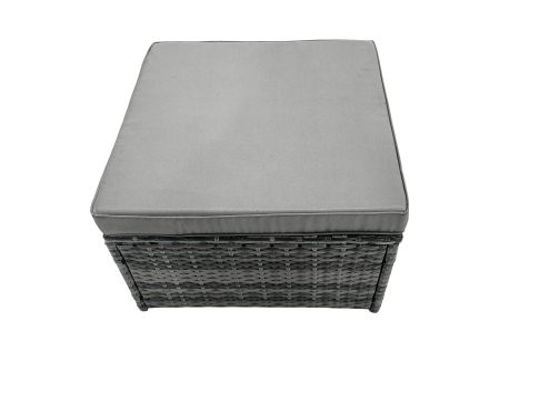 Fimous Outdoor Rattan Garden Furniture Set 11 Seater Patio Lounge Sofa Set with Square Coffee Table 2 Big Footstools Dark Grey Mixed