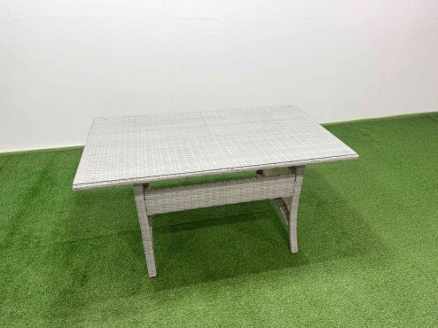 Fimous Rattan Garden Furniture Set Outdoor 8 Seater Patio Dining Corner Sofa Sets with Dining Table Chair Light Grey Mixed