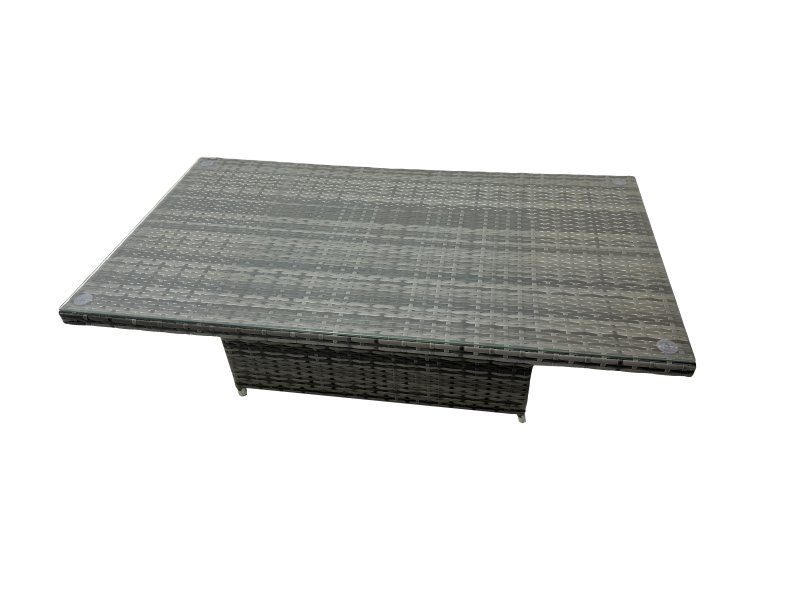 Fimous 7-seater Patio Height Adjustable Rising Lifting Table Sofa Sets Rattan Garden Furniture Dining Set with 3 Stools Side Table Dark Grey Mixed