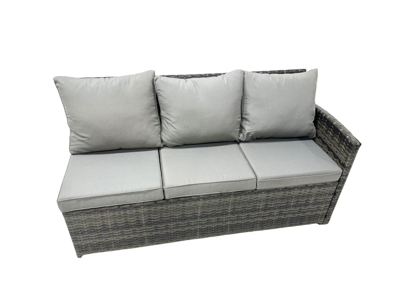 Fimous 12 Seat Poly Rattan Outdoor Patio Oblong Dining Table Corner Sofa Set with 4 Stool 2 Chairs for Garden Backyard Dark Grey Mixed