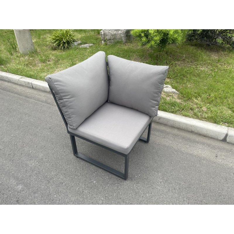 Fimous Aluminum Outdoor Garden Furniture Single Corner Sofa With Seat And Back Cushion Dark Grey