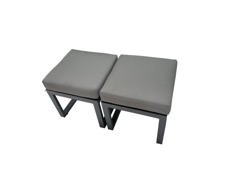 Fimous 2 Pcs Aluminium Outdoor Garden Footstool Patio Small Stool for Balcony, Terrace,Swimming Pool Dark Grey