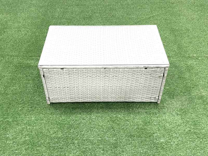 Fimous Garden Outdoor PE Rattan Furniture Set 8 Seater Rattan Garden Sofa Set with 2 Small Footstool 2 Side Tables Light Grey Mixed