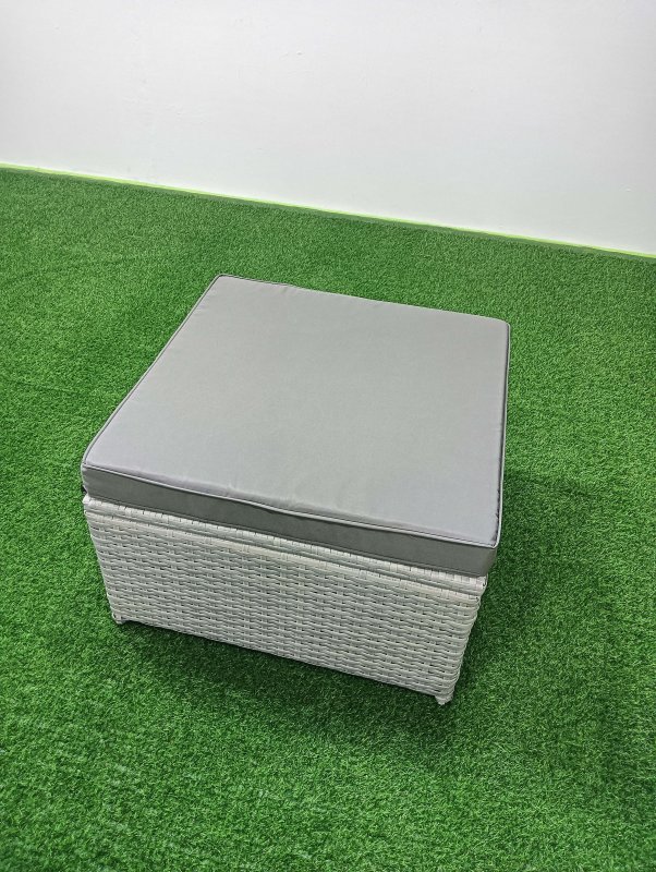 Fimous Outdoor Rattan Sofa Garden Furniture Set with 2 Armchairs Square Coffee Table 2 Big Footstools 2 Side Tables Light Grey Mixed