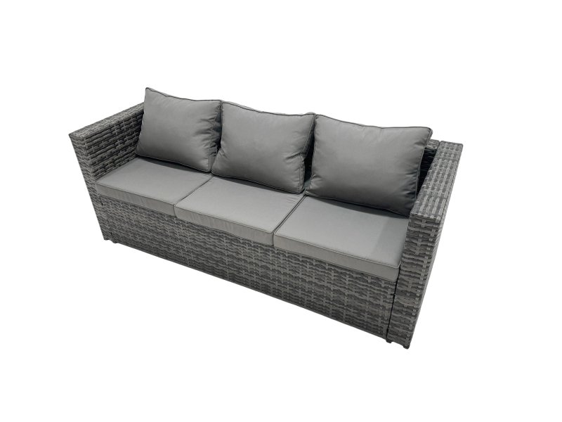 Fimous Outdoor Coffee Table Sofa Armchair Set with 2 Big Stools 2 Small Footstools Garden Furniture Set Dark Grey Mixed