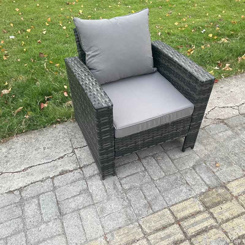 Fimous High Back Rattan Outdoor Garden Furniture Single Sofa Arm Chair Patio Furniture With Thick Seat And Back Cushion