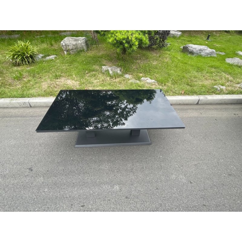 Fimous Aluminum Garden Furniture Rising Adjustable Lifting Dining or Coffee Table Easy Stop 2 Gas Line Dark Grey