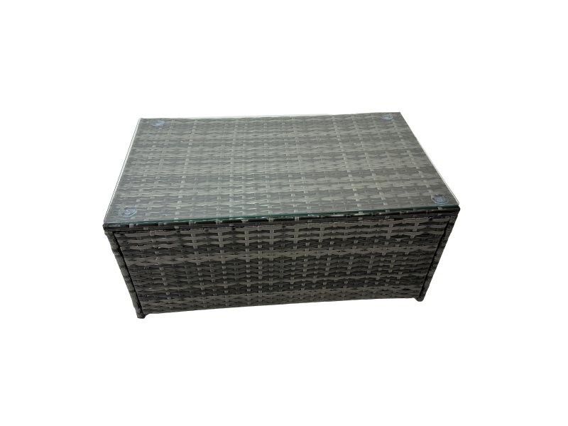 Fimous Outdoor Love Sofa 3 Seater Sofa Coffee Table Set Garden Rattan Furniture Set 7 Seater with 2 Side Tables 2 Big Stool Dark Grey