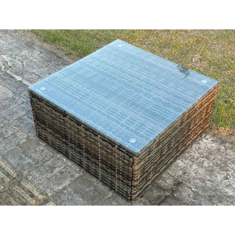 Fimous Garden Furniture Sets 6 Pieces Wicker Rattan Furniture Patio Sofa Sets with Reclining Chair 3 Seater Sofa 2 Side Tables Big Footstool Dark Grey Mixed