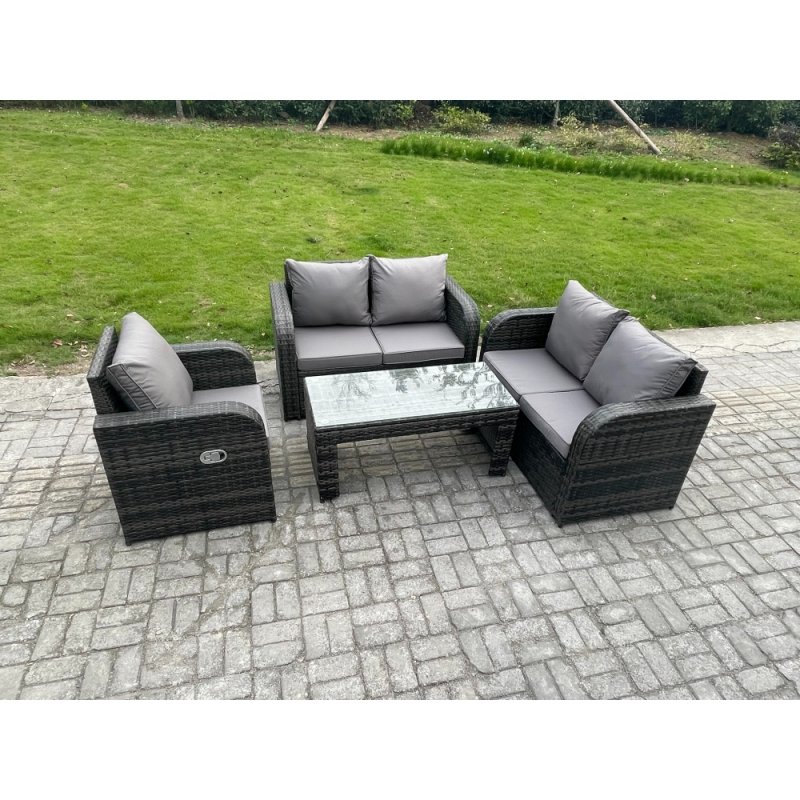 Fimous Patio Garden Furniture Sets Wicker Outdoor Rattan Furniture Sofa Sets with Rectangular Coffee Table Love seat Sofa