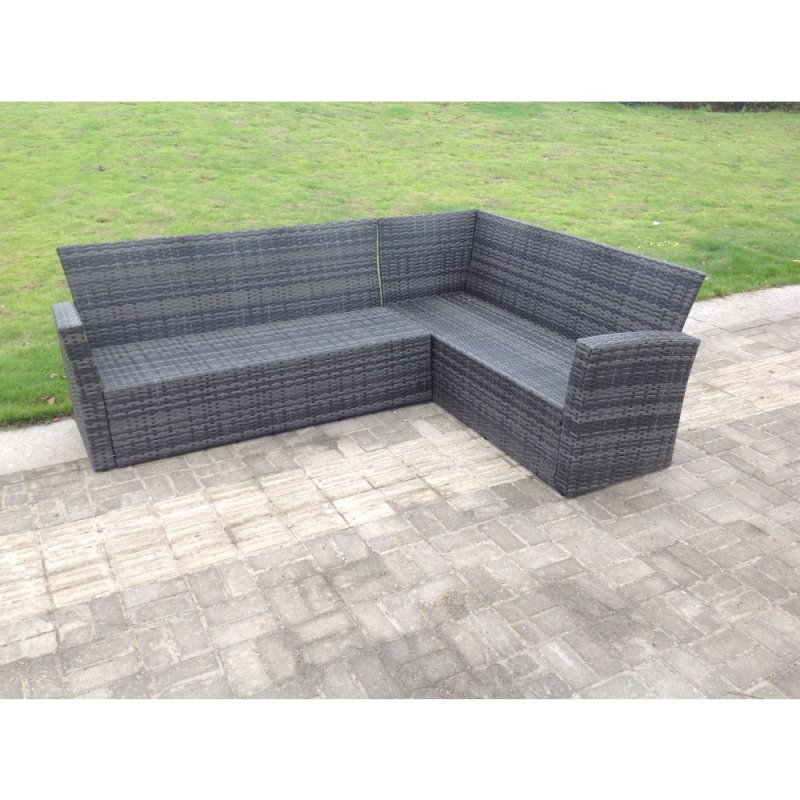 Fimous 7 Seater High Back Rattan Garden Furniture Set Corner Sofa With Oblong Dining Table And Chair Set